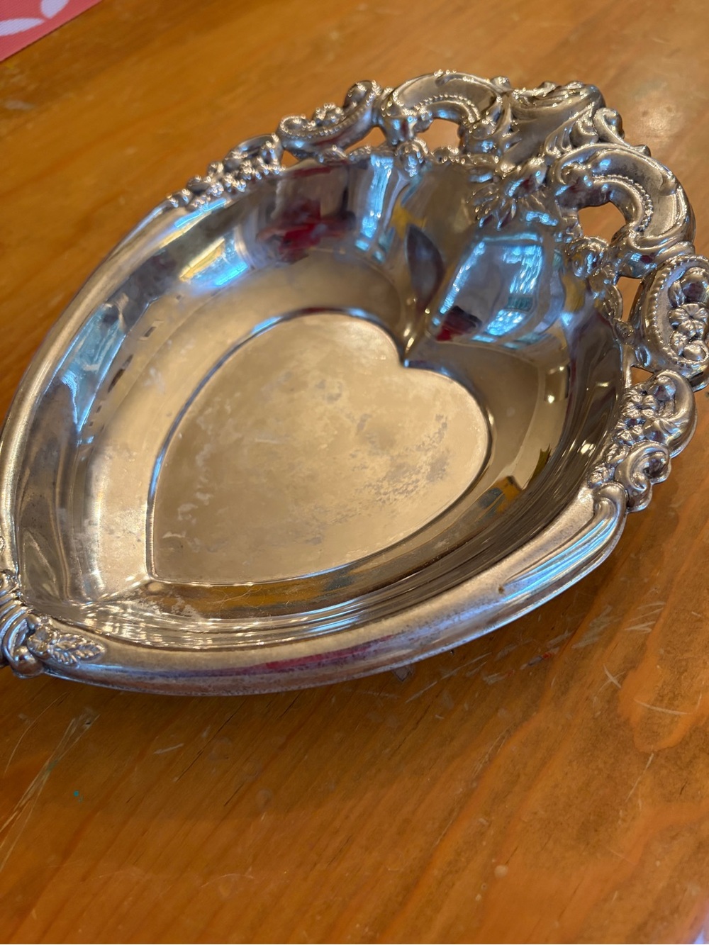 Silver Heart-Shaped Decorative Serving Dish